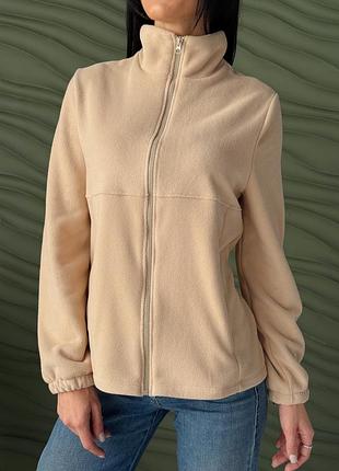 Флисовая женская кофта на молнии jacket" | батал бежевый, 50-52