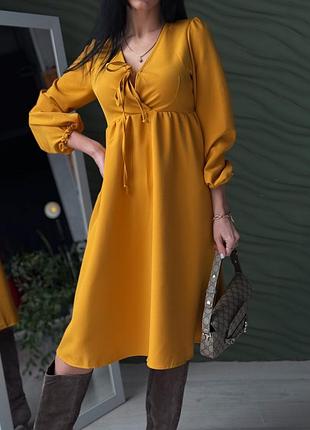 Молодежное женское платье свободного кроя "boho" | батал горчичный, 50-52