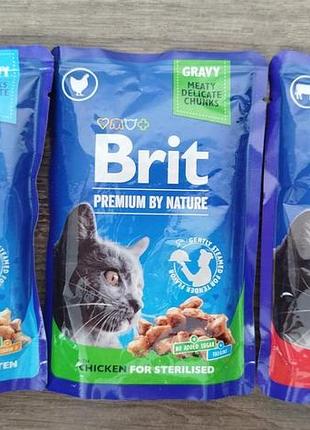 Вологий корм для котів brit premium by nature