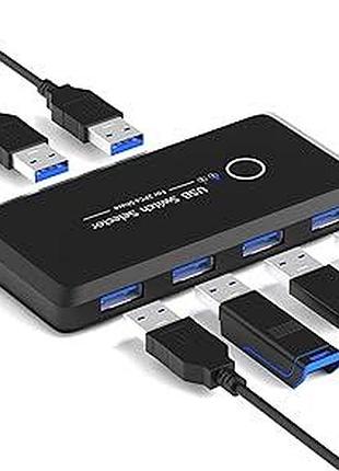 Переключатель usb 3.0, usb kvm-переключатель для совместного использования 2 компьютеров, 4 периферийных usb