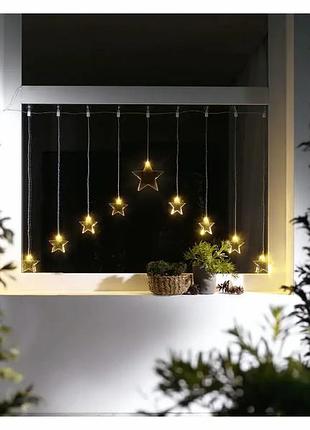Led гирлянда - штора звезды livarno home 9 led + таймер, гирлянда занавес 120 х 80 см на окно