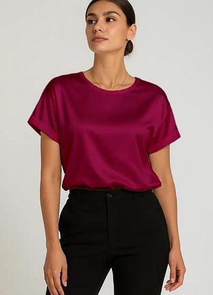 Жіноча футболка з шовку бордовий xl/2xl