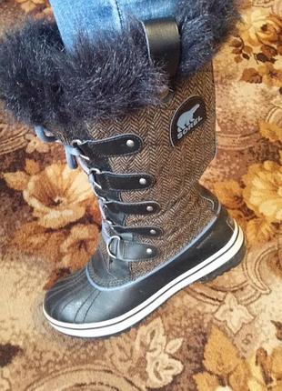 Чоботи термо зимові шкіряні жіночі sorel waterproof.