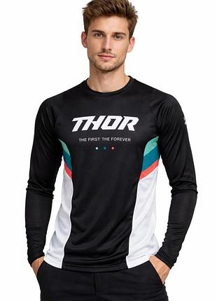 Рашгард мужской ⬩ thor the first the forever ⬩ coolmax ⬩ черный ⬩ длинный рукав ⬩ для мотокросса/эндуро/велоспорта/фитнеса l