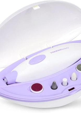 Маникюрный педикюрный набор для красивых ногтей с футляром 5 насадок purple tb-1039