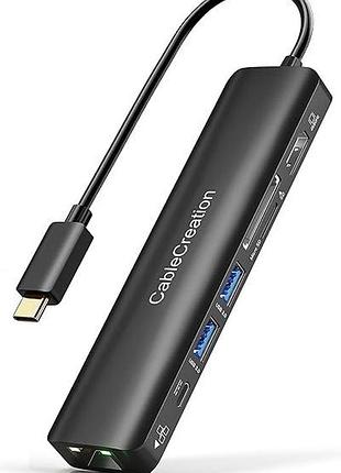 Usb-концентратор type-c з hdmi, підтримкою 4k і 60 гц, 7-в-1, сумісний з macbook pro/air m1 m2, ipad pro/air, xps, iphone 15.