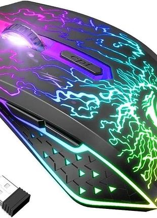 Перезаряжаемая беспроводная игровая мышь versiontech.с 7 индикаторами rgb, бесшумный щелчок, usb 2.4g(витриный образец)