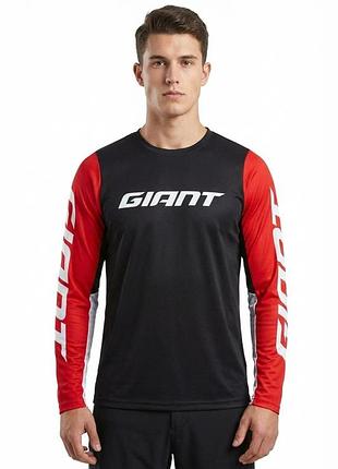 Джерсі mtb чоловіче ⬩ сонцезахисна велофутболка з довгим рукавом ⬩ giant червоно-чорний 2xl