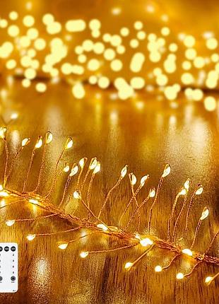 Светодиодная гирлянда neonawall fairy lights 200 led, 3 м - теплый белый свет, 8 режимов, водонепроницаемая для елки, сада и декор