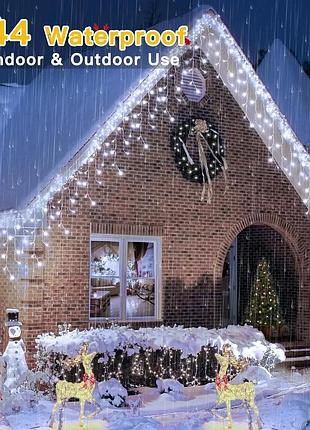 Уличные рождественские огни zemu icicle, 216 светодиодов, 7,5 м