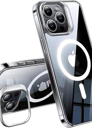 Ультрапрозрачный магнитный чехол torras для iphone 15 pro с подставкой для камеры stash