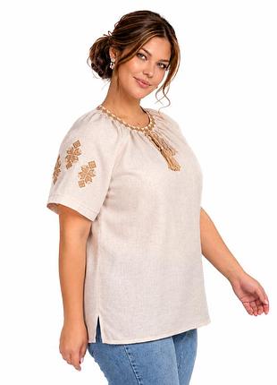 Женская блуза с коротким рукавом анна, лен, размеры s,m,l,xl