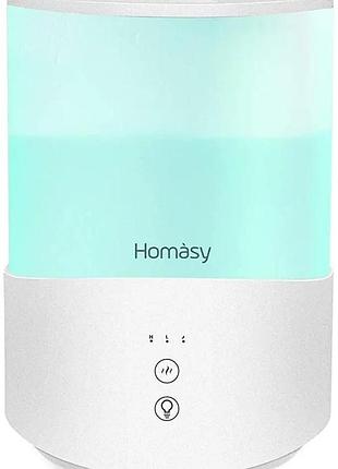 Увлажнитель homasy cool mist 2,5 л, диффузор эфирных масел с 7-цветной подсветкой настроения, автоматическая