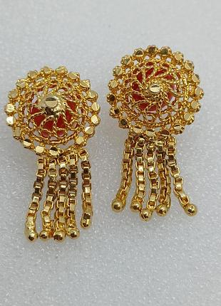 Серьги бижутерия позолота 22k