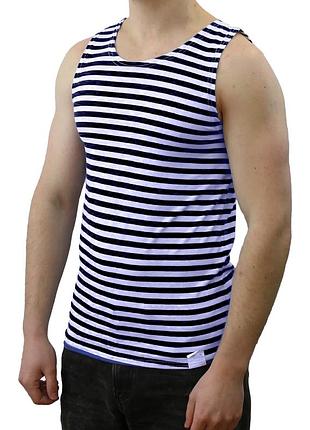 Майка тільник чоловіча в'язана темно-синя смужка бавовна 42