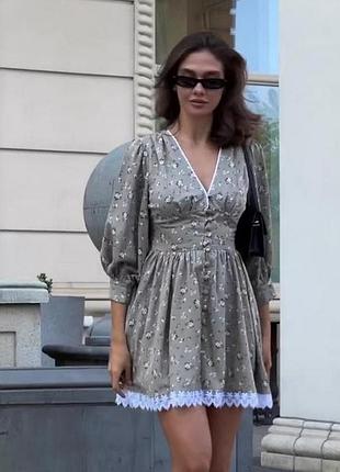 Платье женское принтова тканина, мереживо щильне 36 38 40 42 44 46 48 50 52 54 56 58 60 62 64 66 68 70 размера | 68