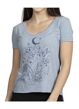 Футболка rowlet &amp; friends pokémon nature: spring blue shoulder top festival - женская
