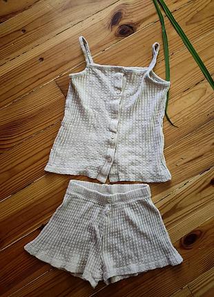 Детский летний трикотажный комплект zara kids майка-топ и шорты