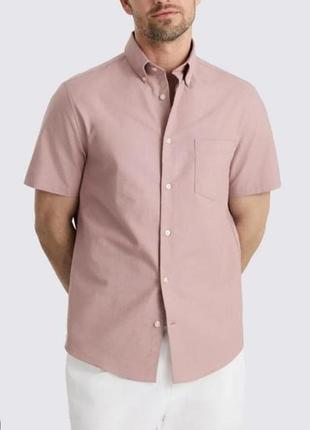 Чоловіча лляна сорочка ben sherman (linen) / рожева шведка розмір l