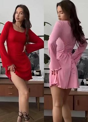 Платье женское рибана рубчик вузький 36 38 40 42 44 46 48 50 52 54 56 58 60 62 64 66 68 70 размера | 46