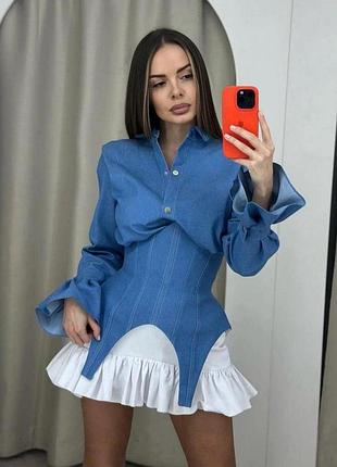 Платье женское джинс, сорочка (звичайна) 36 38 40 42 44 46 48 50 52 54 56 58 60 62 64 66 68 70 размера | 50