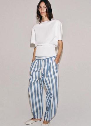 Брюки пижамного стиля в полоску zw collection