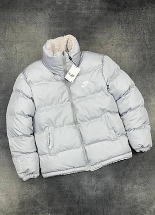 Двусторонний пуховик nike blue and white