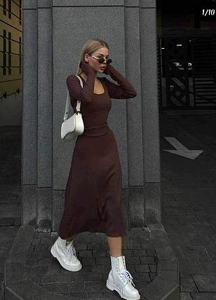 Платье женское рибана рубчик вузький 36 38 40 42 44 46 48 50 52 54 56 58 60 62 64 66 68 70 размера | 54