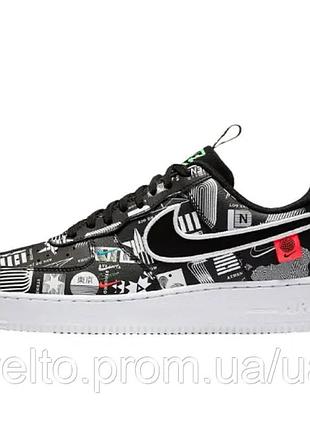 Nike air force 1 low worldwide мужские кроссовки найк аир форс черно-белые кожаные стильные 44