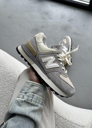 Серые кроссовки унисекс new balance 574 legacy beige grey white х нью беланс 41