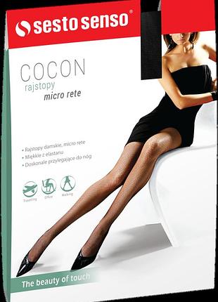 Женские колготки сеточка cocon sesto senso черный, 1/2