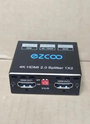Розгалужувач hdmi 4k 60 гц 1x2 1080p 120 гц hdcp hdr 18 гбіт/с uhd d-olby vision atmos scaler 4k edid 1080p