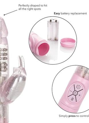 Вибратор со стимулятором клитора calexotics jack rabbit thrusting action, 27х3,7 см. 3