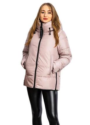 Куртка женская теплая зимняя с капюшоном lusskiri 8866*37 розовый размер 5xl