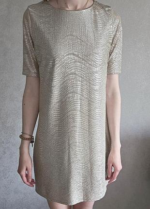 Стильное золотистое платье river island р.8(s)