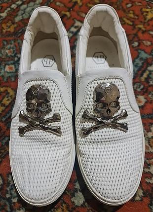 Слипоны кроссовки макасины кожа кожаные оригинал philipp plein