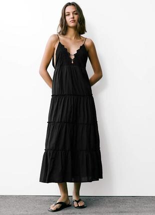 Платье сарафан черная pull &amp; bear