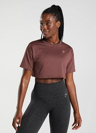 Футболка gymshark b3a5h-nbcf*21 жіночка. бордо s (194 829)