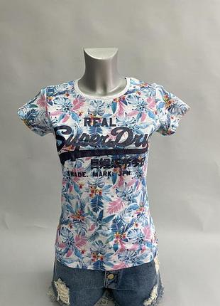Футболка superdry 73-1063*45 женск. голубой xl (173 167)