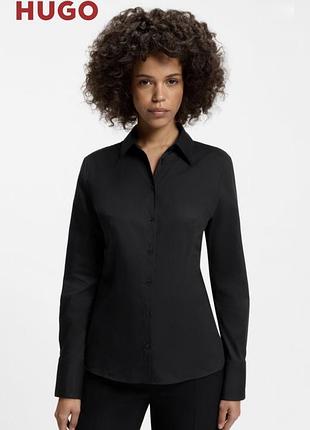Hugo by hugo boss the fitted shirt — оригінальна приталена сорочка в класичному чорному кольорі.