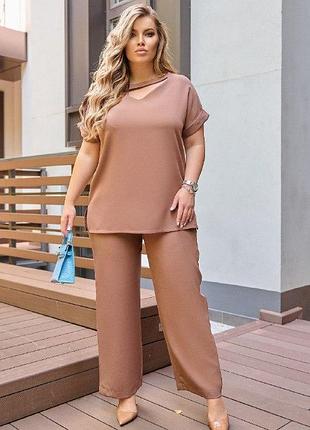 Женский костюм кофтинка та штани фасона палаццо, 48-50, 52-54, 56-58
