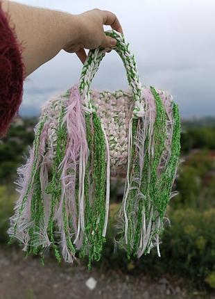 Цветущая сумочка мох ручной работы, вязаная сумка тоут moss bag