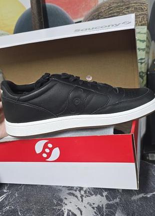 Кожаные кеды кроссовки saucony jazz court black gum - новые в коробке