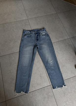 Стильные джинсы с высокой посадкой голубые  denim sinsay размер 40 100% хлопок