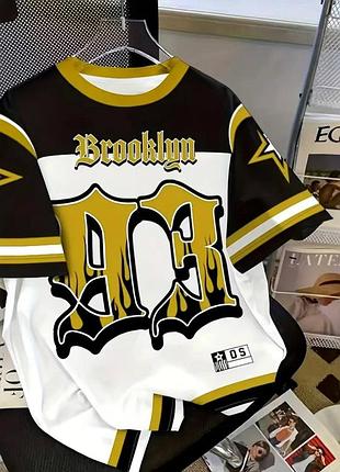 Чоловіча футболка "brooklyn ac" у спортивному стилі (чорна, l)