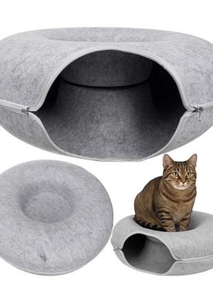 Лежанка-антистрес з тунелем для котика