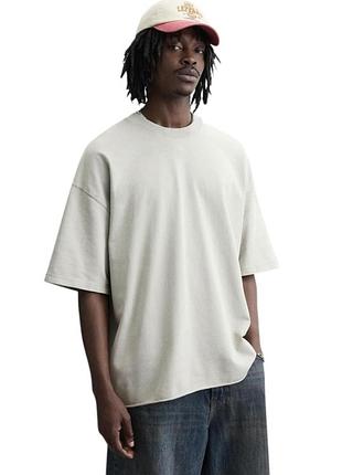 Плотна футболка оверсайз zara man heavyweight t-shirt  футер петля