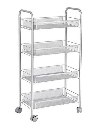 Этажерка на колесах m50288-4w 4 яруса металл 83×25×44 см белая
