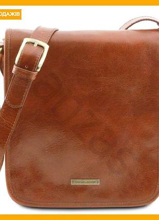 Чоловічий шкіряний месенджер tuscany leather з натуральної шкіри для документів і планшета з регульованим ременем
