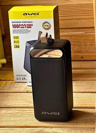 Павербанк 100000 mah awei p101k быстрая зарядка / мощный повербанк power bank для роутера